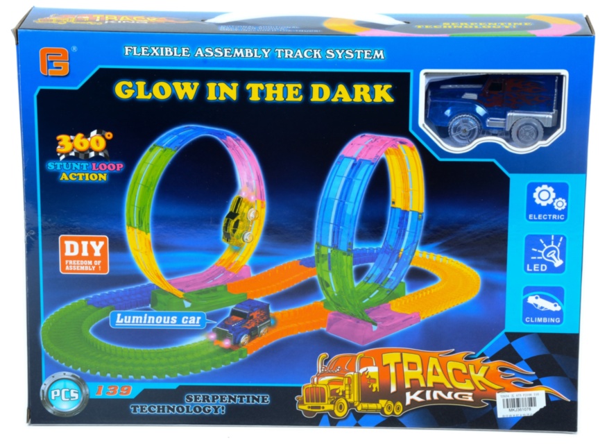 Pista Auto cu Circuit Flexibil, Luminos și 1 Mașinută