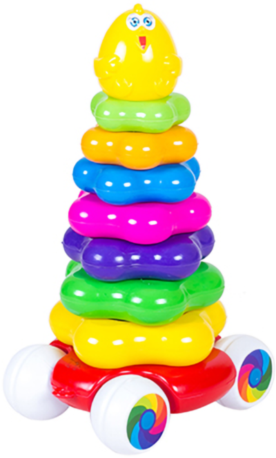 Piramida Multicoloră cu Roți și Ață de Tras, 31cm  | image