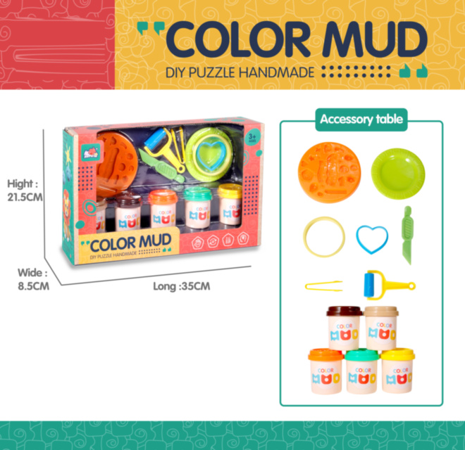 Set Plastilină 5 Culori și Ustensile de Modelat