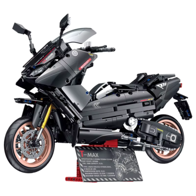 Motocicletă T-MAX de Asamblat – 1282 Piese, Set Detaliat pentru Copii și Colecționari