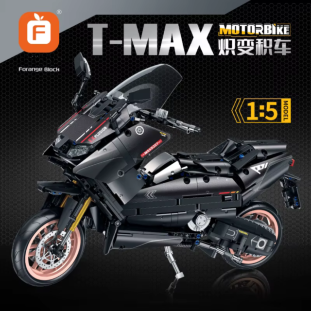 Motocicletă T-MAX de Asamblat – 1282 Piese, Set Detaliat pentru Copii și Colecționari