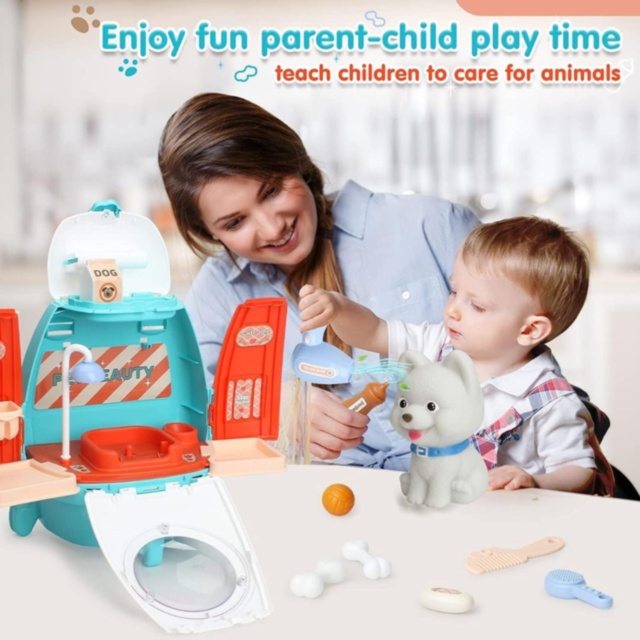 Set îngrijire animale copii cu rucsac și cățeluș