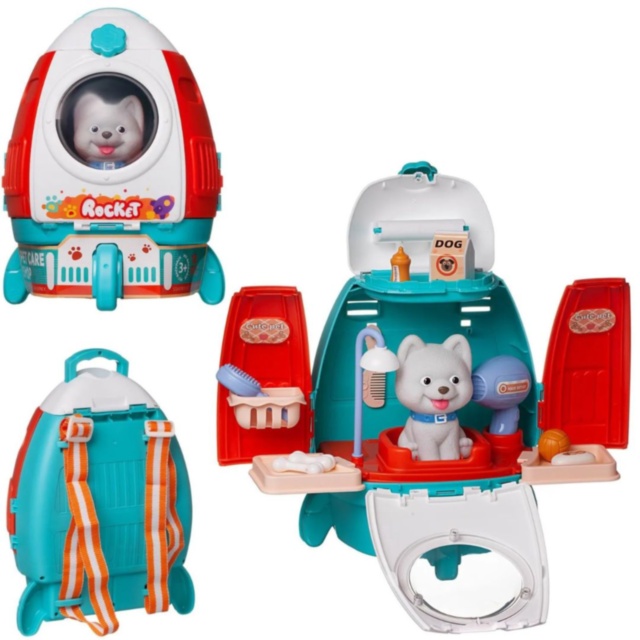 Set îngrijire animale copii cu rucsac și cățeluș