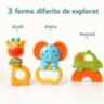 Set 3 zornăitori pentru bebeluși cu girafă, elefant și mașinuță