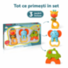 Set 3 zornăitori pentru bebeluși cu girafă, elefant și mașinuță