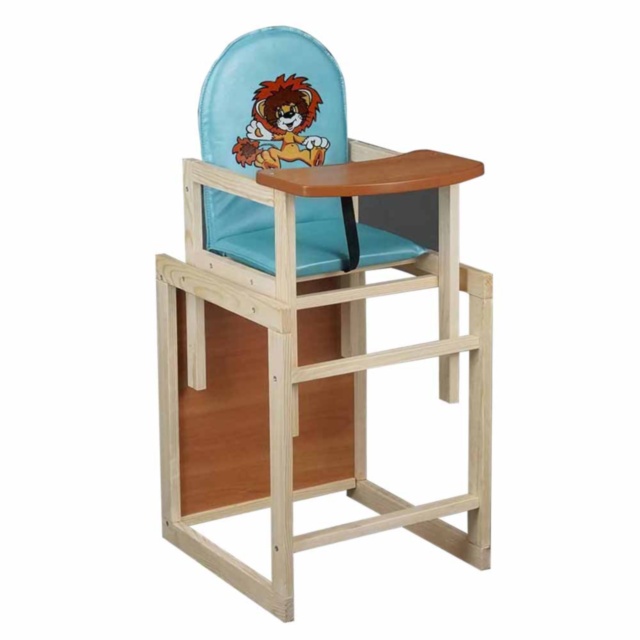 Scaun de Masă de Lemn 2 în 1, Leu Albastru
