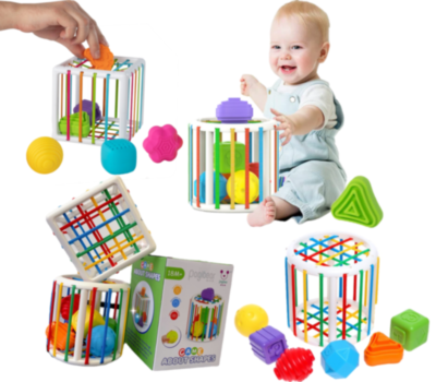 Cub cu Benzi Elastice și Blocuri Geometrice de Stivuit | image