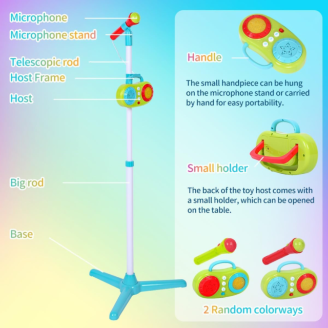 Microfon și Boxă Muzicală pentru Copii cu Suport Reglabil