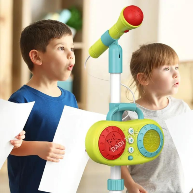 Microfon și Boxă Muzicală pentru Copii cu Suport Reglabil