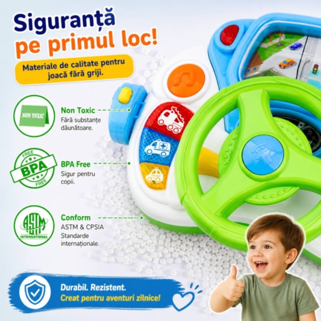 Volan Interactiv pentru Copii cu Sunete și Ecran Animat