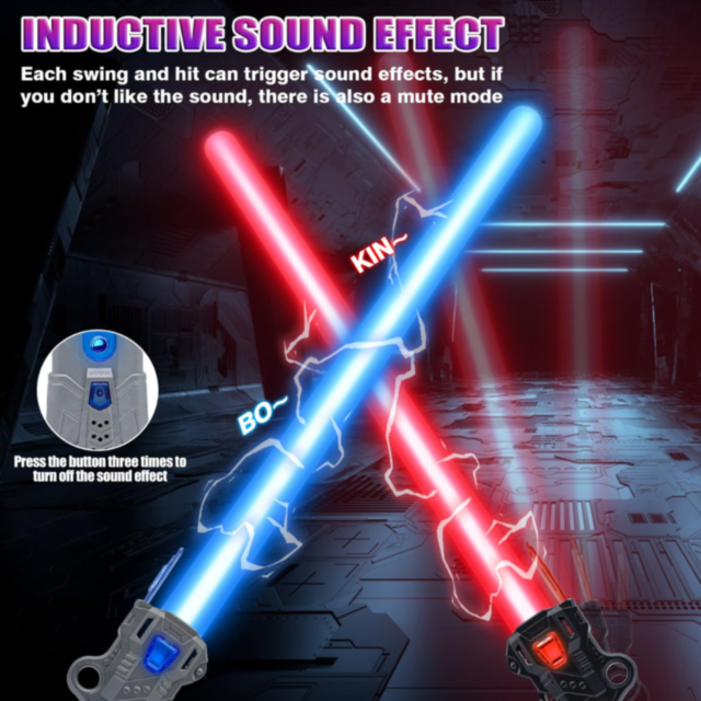 Sabie Telescopică cu Lumini Colorate și Sunete – Baterie Reîncărcabilă USB