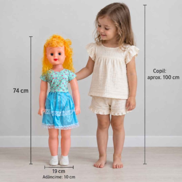 Păpușă mare de 74 cm, cu muzică și rochiță
