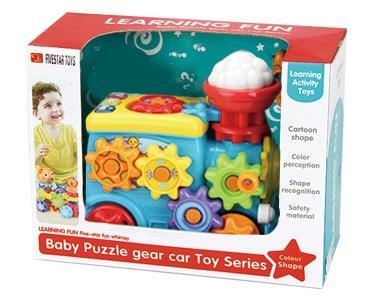 Locomotivă Electrică cu Roți Zimțate și Sfoară de Tras, Emite Lumini și Sunete