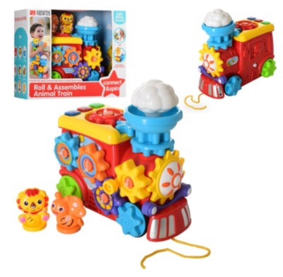 Locomotivă Electrică cu Roți Zimțate și Sfoară de Tras, Emite Lumini și Sunete | image