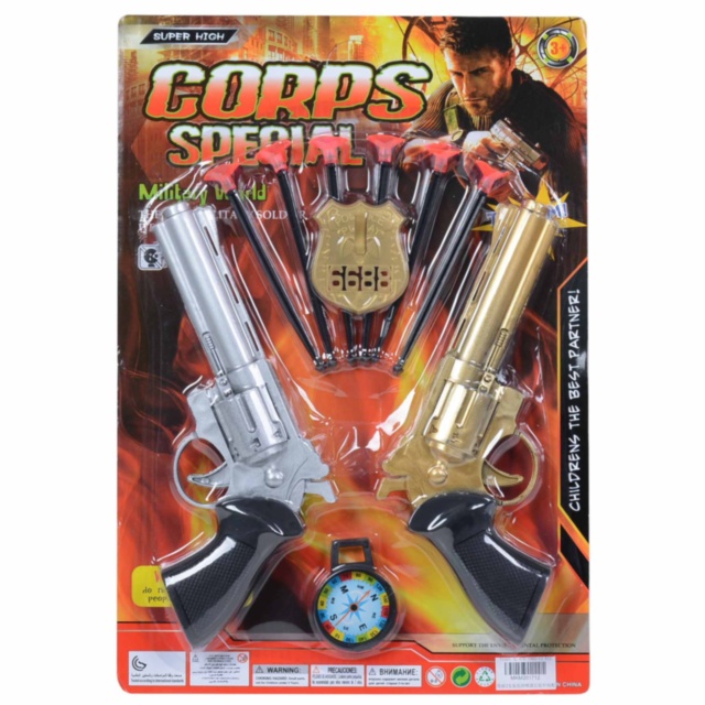 Set 2 Pistoale cu Ventuze, Compas și Insigna de Șerif