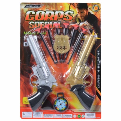 Set 2 Pistoale cu Ventuze, Compas și Insigna de Șerif | image