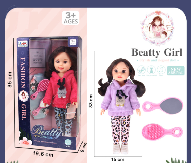 Păpușă Muzicală Stilată cu Pieptene și Oglindă, 35cm