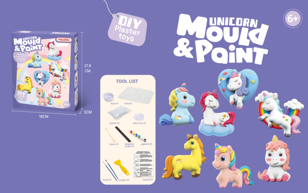 Unicorni, set Gips de Modelat și Vopsit