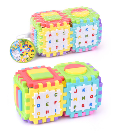 Set 2 Cuburi de Construcție Educative cu Figuri de Asociat | image