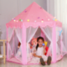 Căsuță de Joacă Tip Cort Roz pentru Copii, Design de Castel cu Plasă și Decor de Prințesă