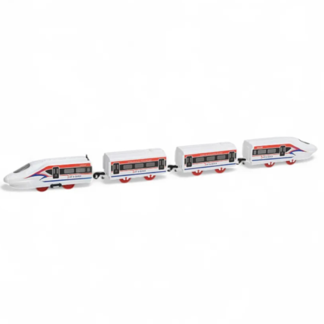 Trenuleț Electric pe Șine – Set cu Locomotivă și Vagoane, Lungime 58 cm