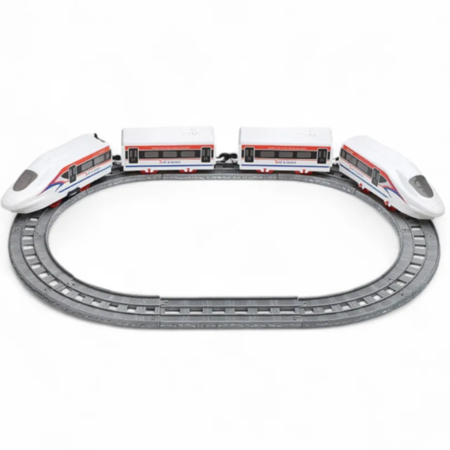 Trenuleț Electric pe Șine – Set cu Locomotivă și Vagoane, Lungime 58 cm