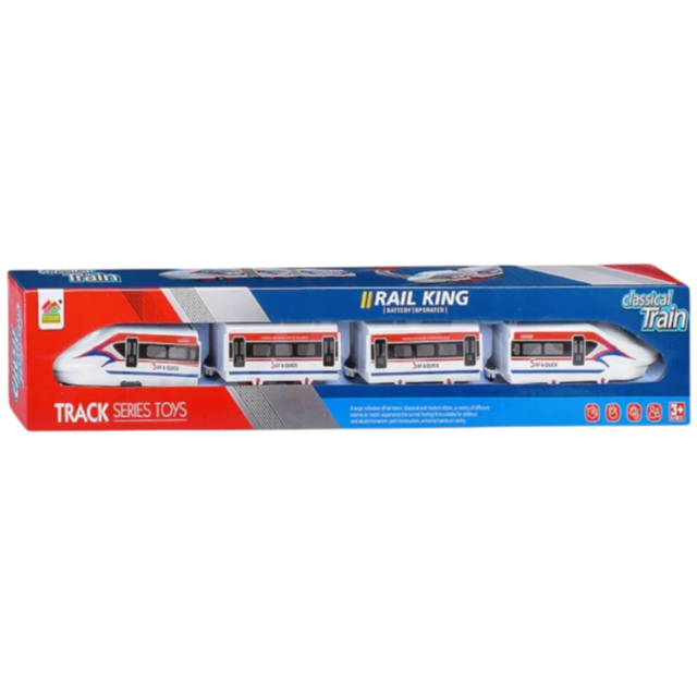 Trenuleț Electric pe Șine – Set cu Locomotivă și Vagoane, Lungime 58 cm