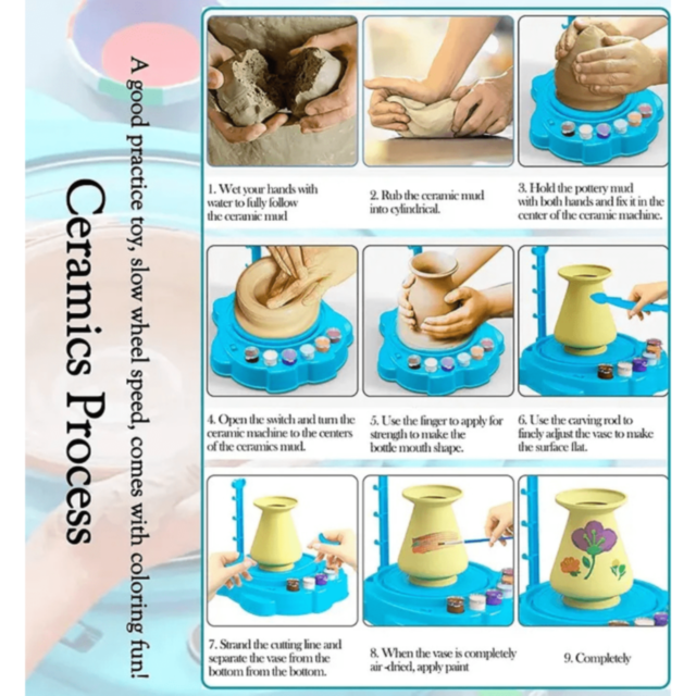 Set Olărit pentru Copii cu Lut, Culori și Unelte (culoare aleatorie)