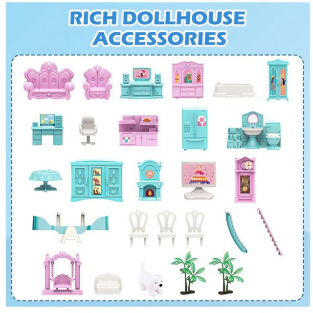 Casă de păpuși mare cu accesorii și figurine