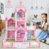 Casă De Păpuși Mare Castel Roz Cu Mobilier
