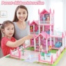 Casă De Păpuși Mare Castel Roz Cu Mobilier