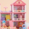 Casă de păpuși vilă roz 4 etaje, 245 piese