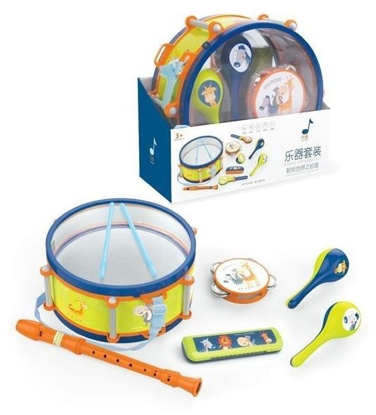 Tobă cu  Fluier, Muzicuță, Maracas și Tamburină