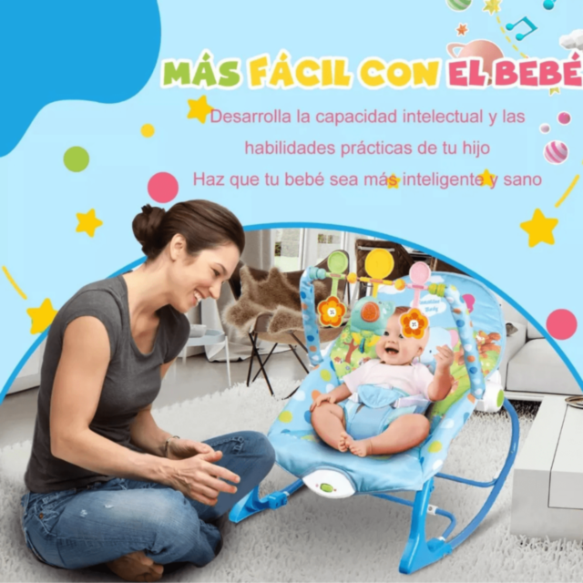 Balansoar pentru Bebeluși cu Vibrații și Jucării – Model Muzical Reglabil max.18kg