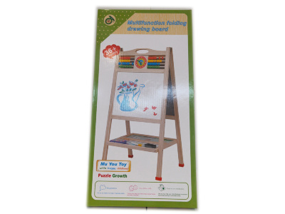 Tablă de Lemn cu 2 Fețe, Cretă, Marker, Litere și Numărătoare cu Ceas | image