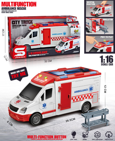 Ambulanță cu Sunete și Lumini, Pat de Urgență, Ușile se Deschid | image