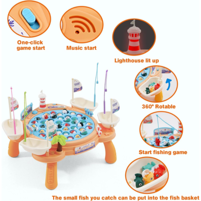 Joc de Pescuit Electric cu Platformă Rotativă - Distracție Interactivă pentru Copii