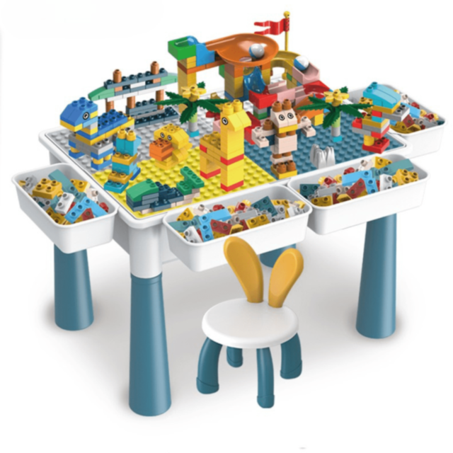 Masă de Construcție cu 186 Piese și Scaun