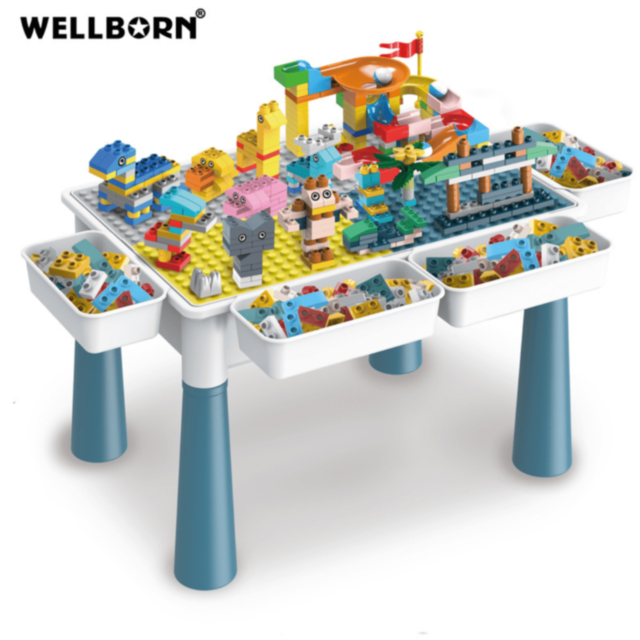 Masă de Construcție cu 186 Piese și Scaun