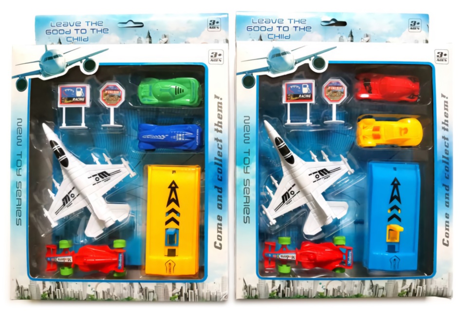 Set Avion cu 3 Mașinuțe și Rampă de Lansare