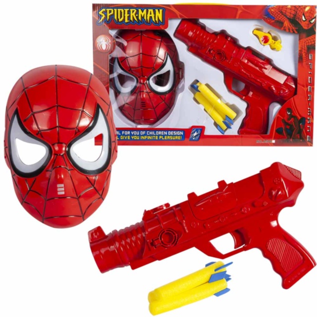 Set Omul Păianjen, Mască și Pistol cu Proiectile de Burete 