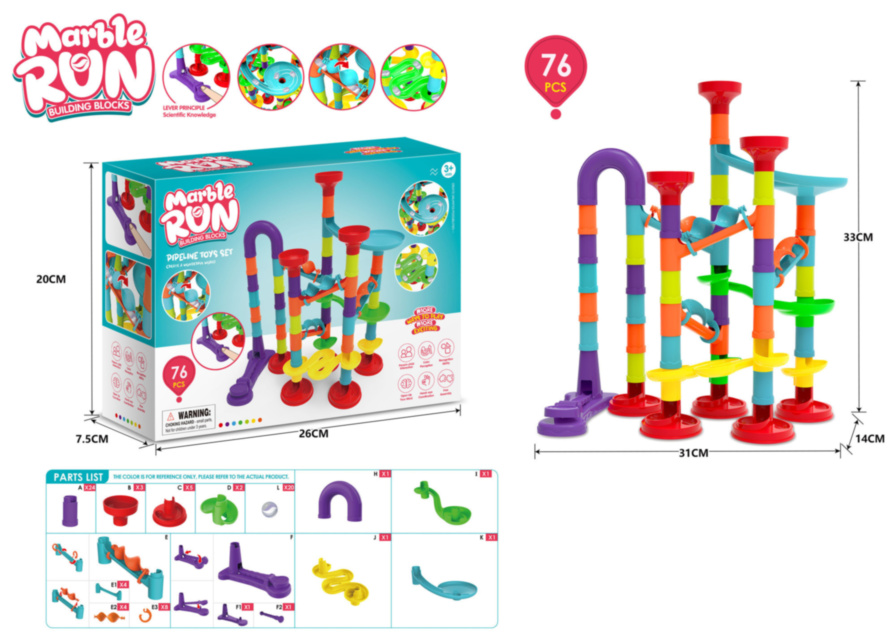 Topogan Labirint cu Bile, set construcție 76 piese