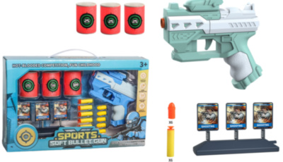 Pistol Blaster cu 11 Proiectile și 3 Conserve Țintă | image