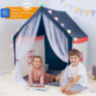 Căsuță de Joacă Tip Cort pentru Copii, cu Acoperiș Albastru și Draperii din Tulle