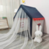 Căsuță de Joacă Tip Cort pentru Copii, cu Acoperiș Albastru și Draperii din Tulle