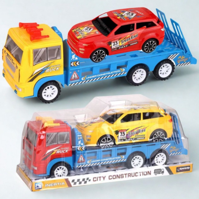 Camion transport auto copii cu mașină sport inclusă (culoare aleatorie)