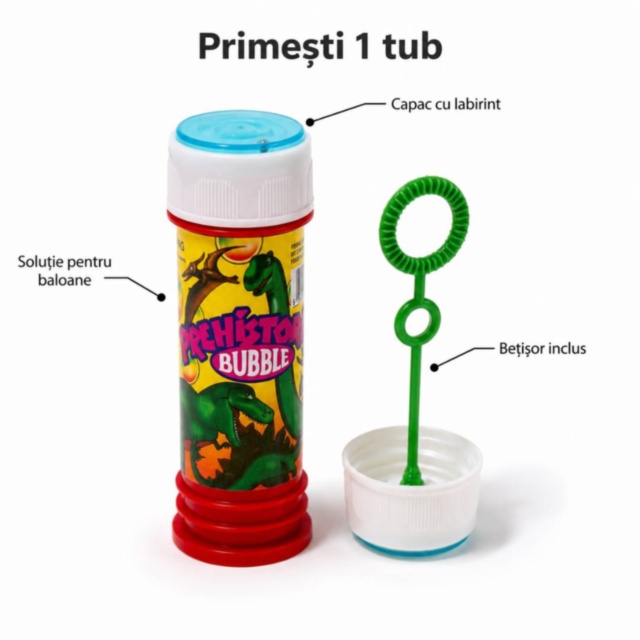 Tub pentru baloane de săpun cu dinozauri și labirint, set 24buc, pret 1buc