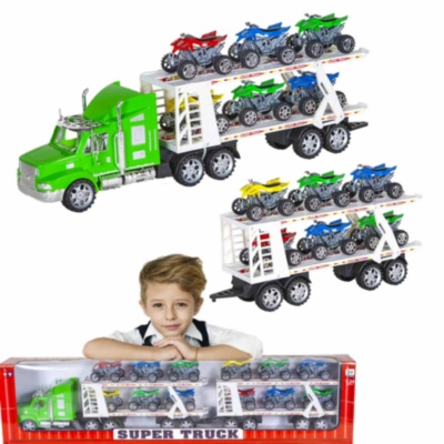 Mega Camion cu Trailer și 12 Mașinuțe, 83cm | image