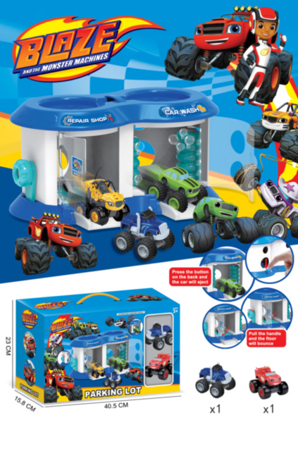 Blaze, Set 2 Mașinuțe cu Spălatorie și Autoservice
