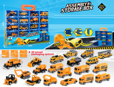 Set Vehicule de Construcții cu Cutie de Depozitare – 20 Mașini Die-Cast | image